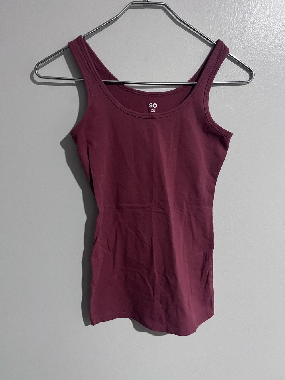 SO Tank Womens XS Purple Basic Scoop Neck Stretch Jersey Cotton Spandex